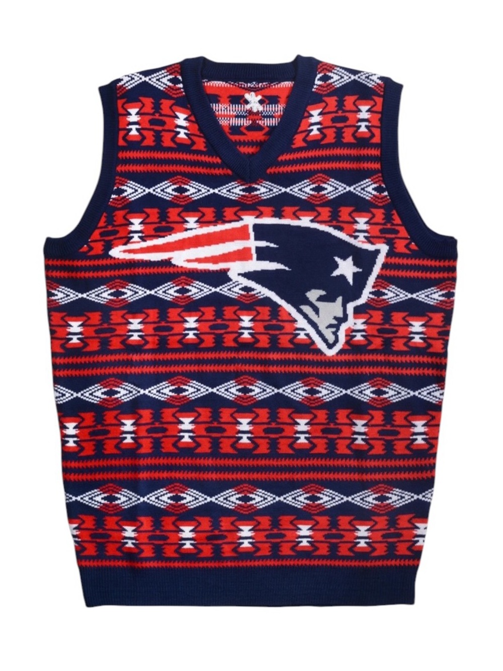 NFL New England Patriots Ugly Christmas Sweater Vest Unisex Large Fair Isle